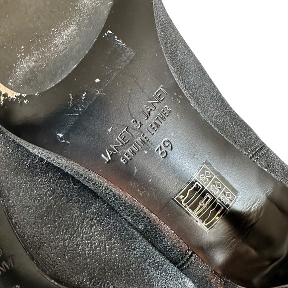 Janet & Janet Black Shiny Leather Pointy Toe Ankle Boots Size EU 39 - Picture 11 of 11